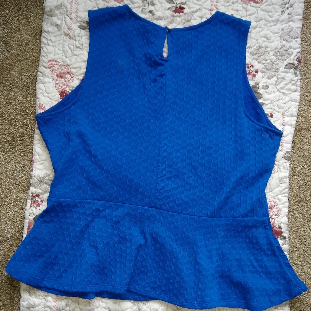 Ladies Sleeveless Royal Blue Peplum Blouse
